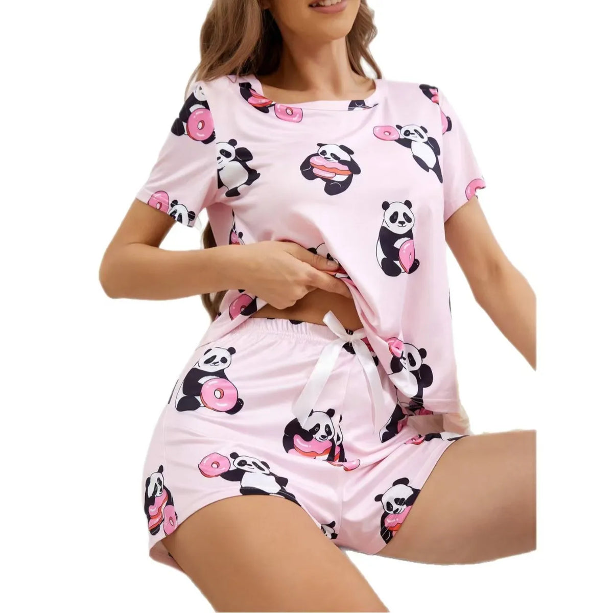Women's New Summer American Short-Sleeved Pajamas Fashion Casual Home Wear Slim Temperament Home Shorts Two-Piece Set