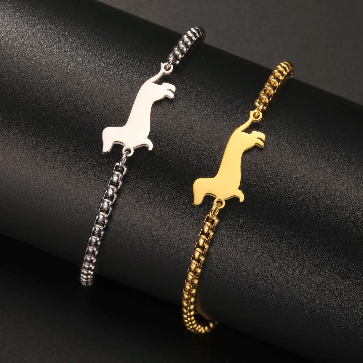Cute Dachshund Dog Stainless Steel Bracelet for Women's Valentine's Day Commemorative Day Jewelry and Gift Wholesale