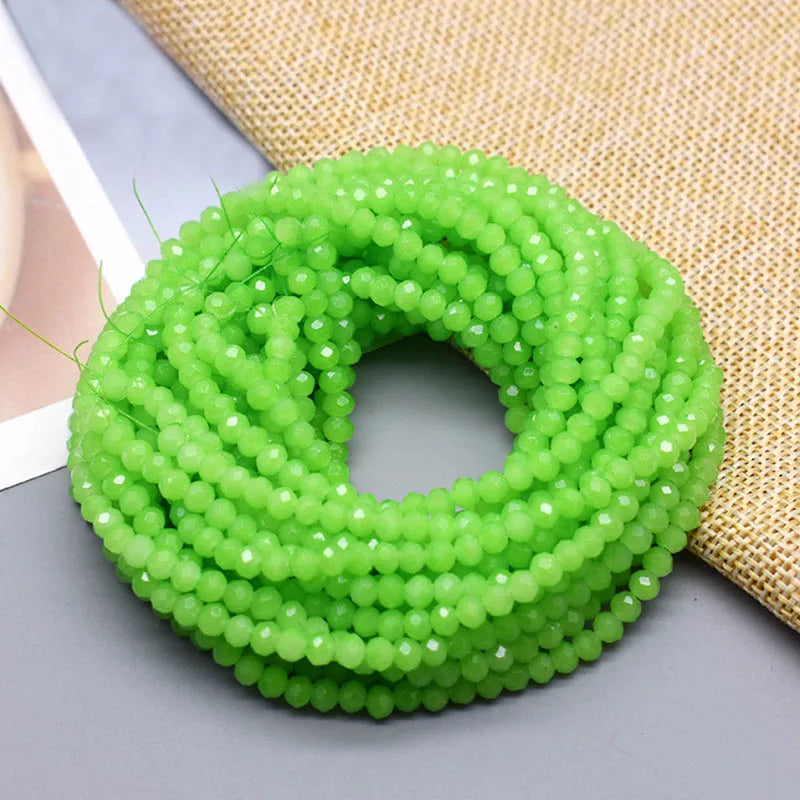 1 2 3 4mm Rose Red Dyeing Rondelle Crystal Glass Beads Flat Faceted Loose Spacer Glass Beads for Jewelry Making Jewelry DIY