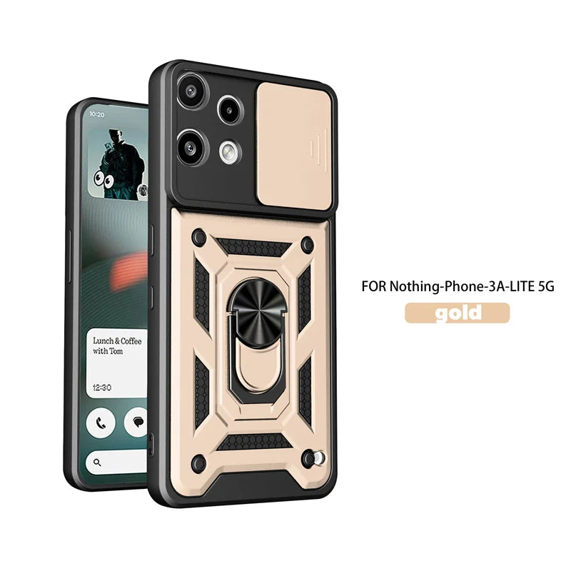 Kickstand Armor Phone Case For Nothing Phone 3a Lite Cover Lens Protection With Ring Magnetic Holder Coque Fundas