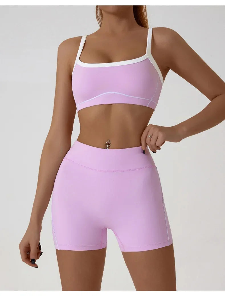 Yoga Sport Outfit For Woman Fitness Women's Two Pieces Short Pant Sets Suits Tracksuit Sportswear Woman Gym Yoga Workout Clothes