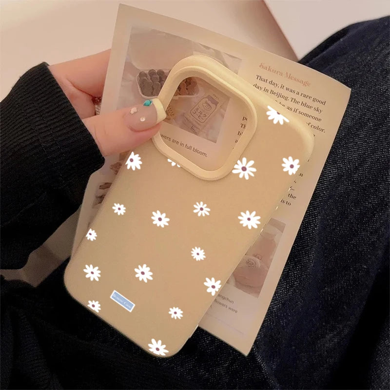 Cute Style Daisy Small Flower Phone Case For iPhone 11 12 13 14 15 16 17 18 Pro Max Plus Shockproof Bumper Soft Silicone Cover