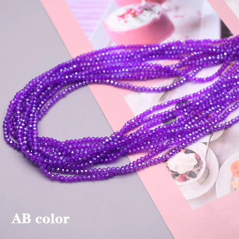 1 2 3 4mm Rose Red Dyeing Rondelle Crystal Glass Beads Flat Faceted Loose Spacer Glass Beads for Jewelry Making Jewelry DIY