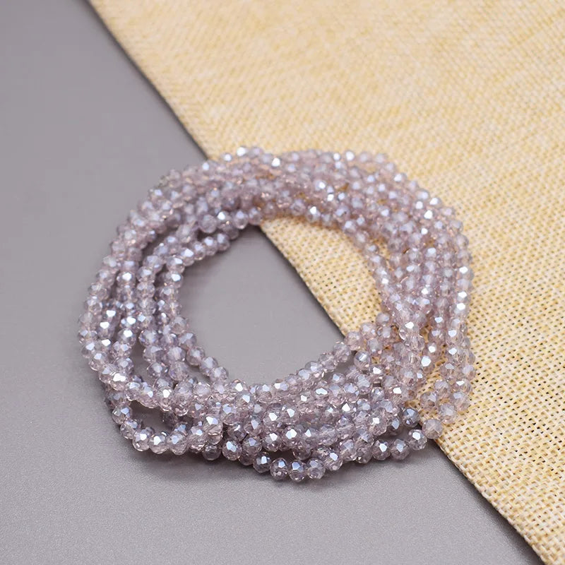1 2 3 4mm Rose Red Dyeing Rondelle Crystal Glass Beads Flat Faceted Loose Spacer Glass Beads for Jewelry Making Jewelry DIY
