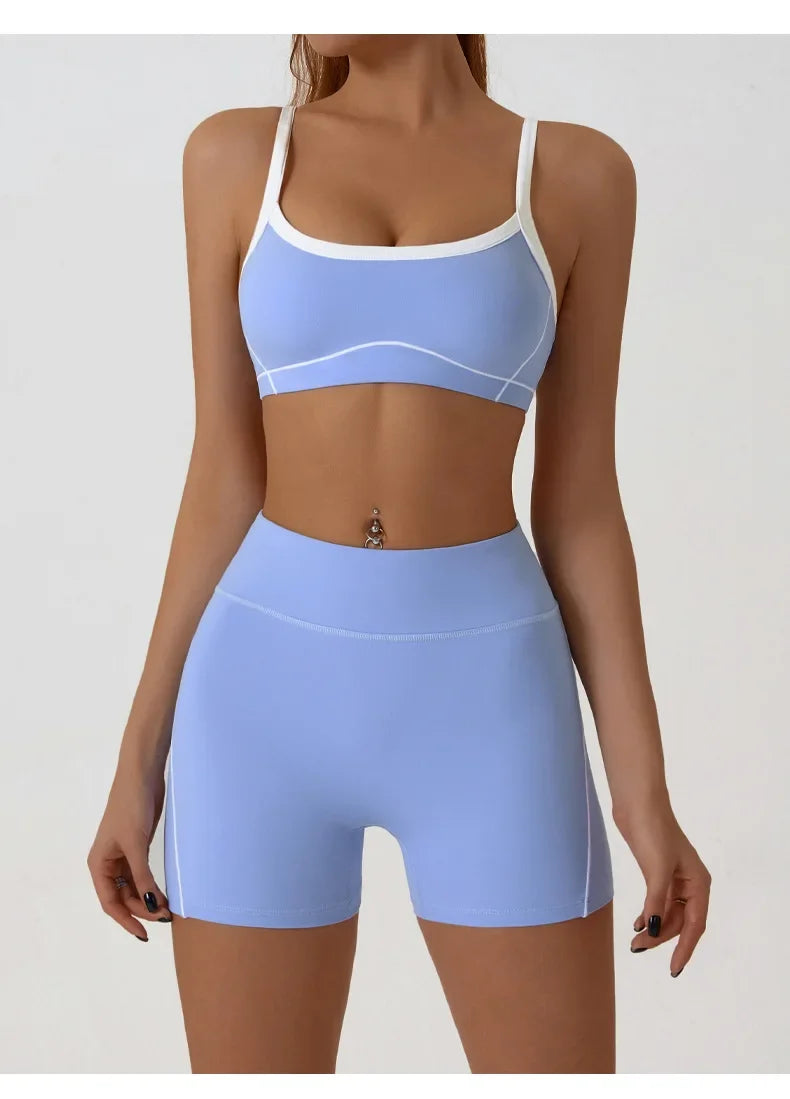 Yoga Sport Outfit For Woman Fitness Women's Two Pieces Short Pant Sets Suits Tracksuit Sportswear Woman Gym Yoga Workout Clothes