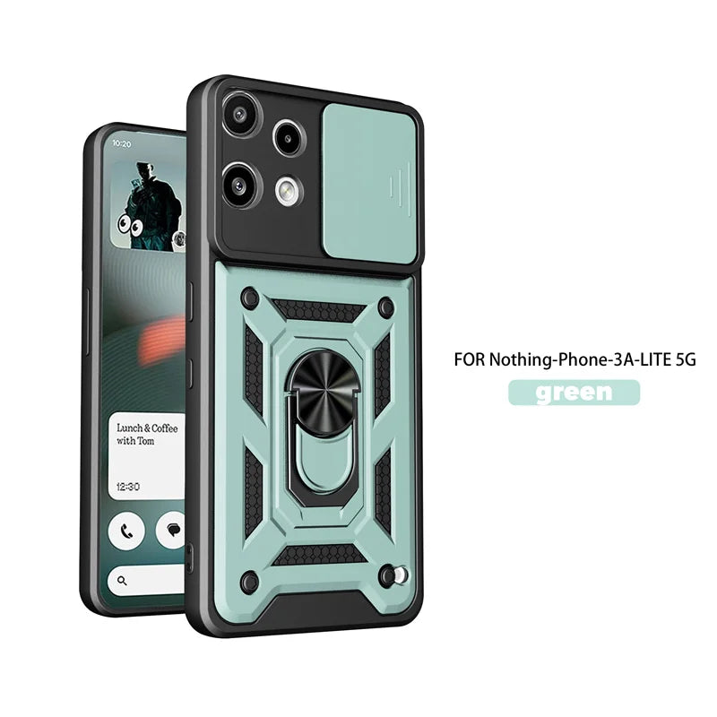 Kickstand Armor Phone Case For Nothing Phone 3a Lite Cover Lens Protection With Ring Magnetic Holder Coque Fundas