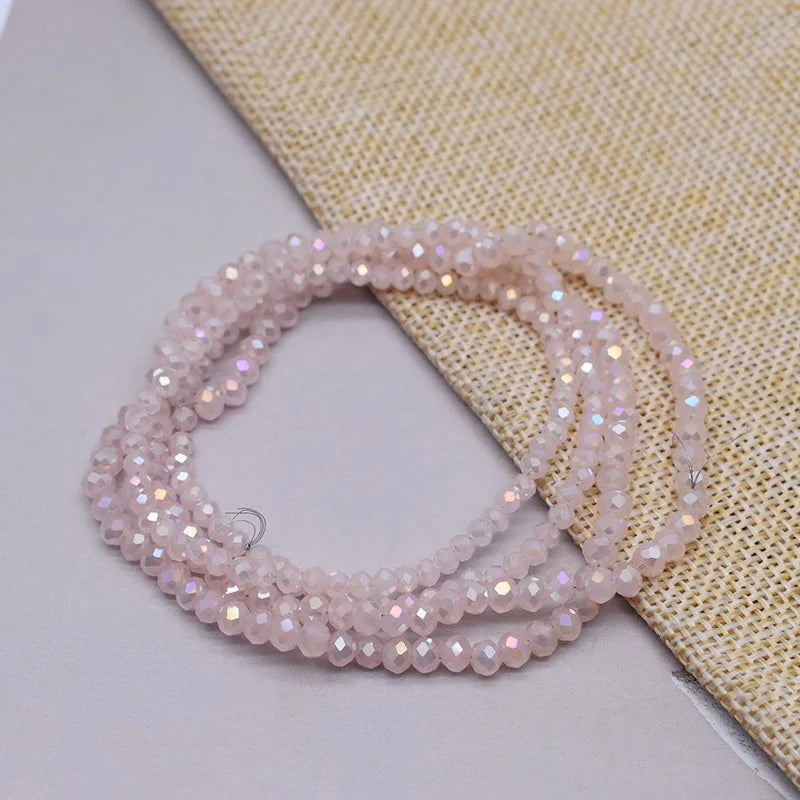 1 2 3 4mm Rose Red Dyeing Rondelle Crystal Glass Beads Flat Faceted Loose Spacer Glass Beads for Jewelry Making Jewelry DIY