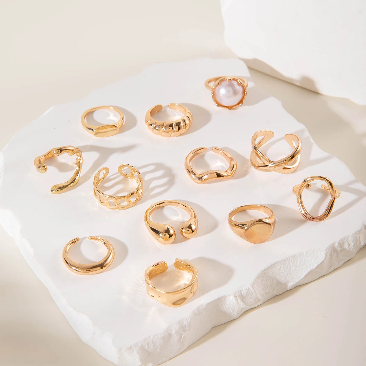Tocona Fashion Elegant Circle Geometry Opening Joint Rings Set for Women Men Trendy Alloy Heavy Metal Party Wedding Jewelry