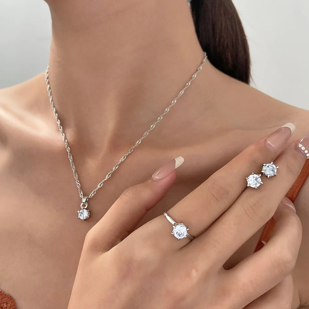 5Pcs Elegant Crystal Jewelry Set