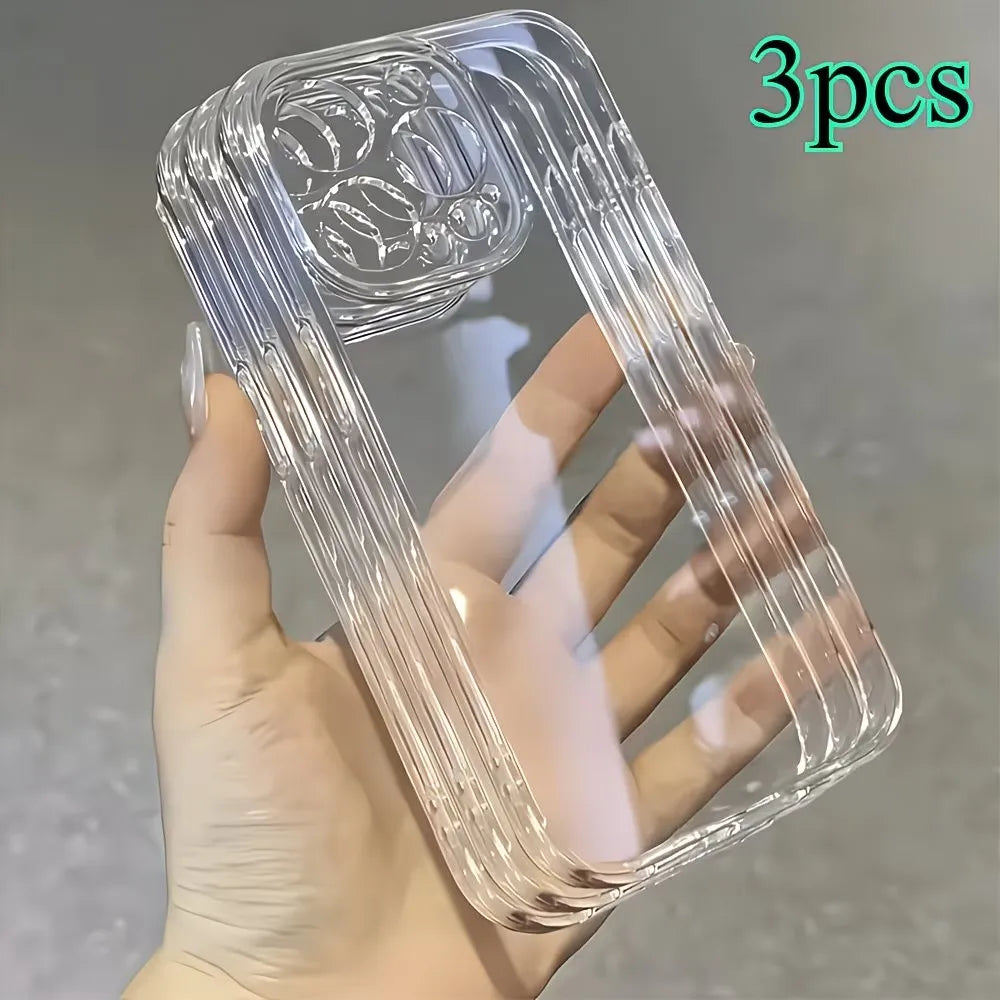 3PCS Ultra Thin Clear Phone Case For iPhone 11 12 13 14 15 16 17 Air 18 ProMax Plus 7 8 X Xr Xs 16E 17E Silicone Soft Back Cover