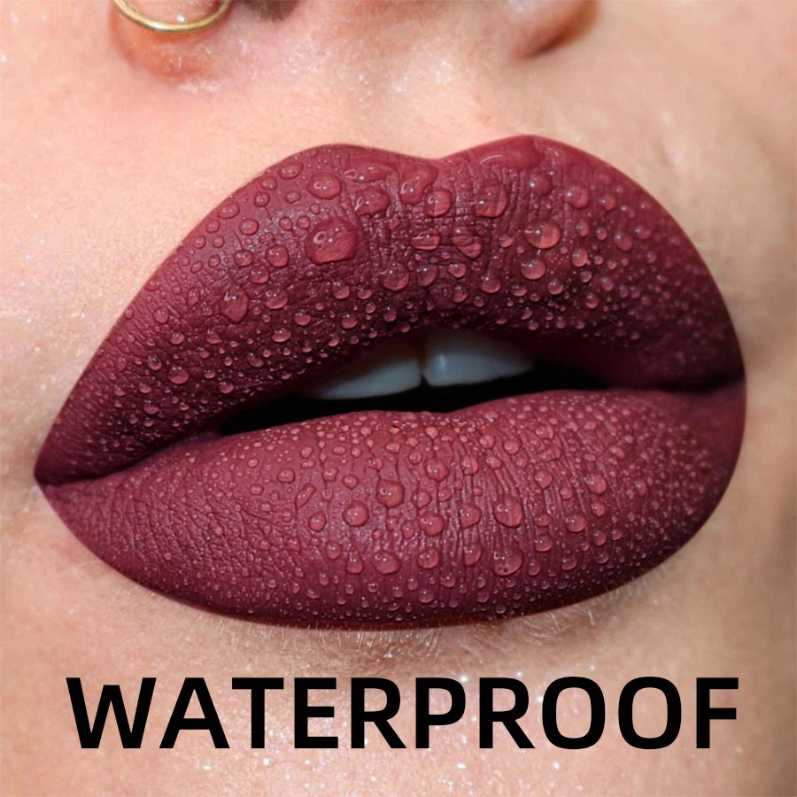 Matte Velvet Lip Gloss Waterproof Liquid Lipstick Nude Black Lips Tint Makeup Lip Glaze Cosmetics Red Lip Stain Beauty