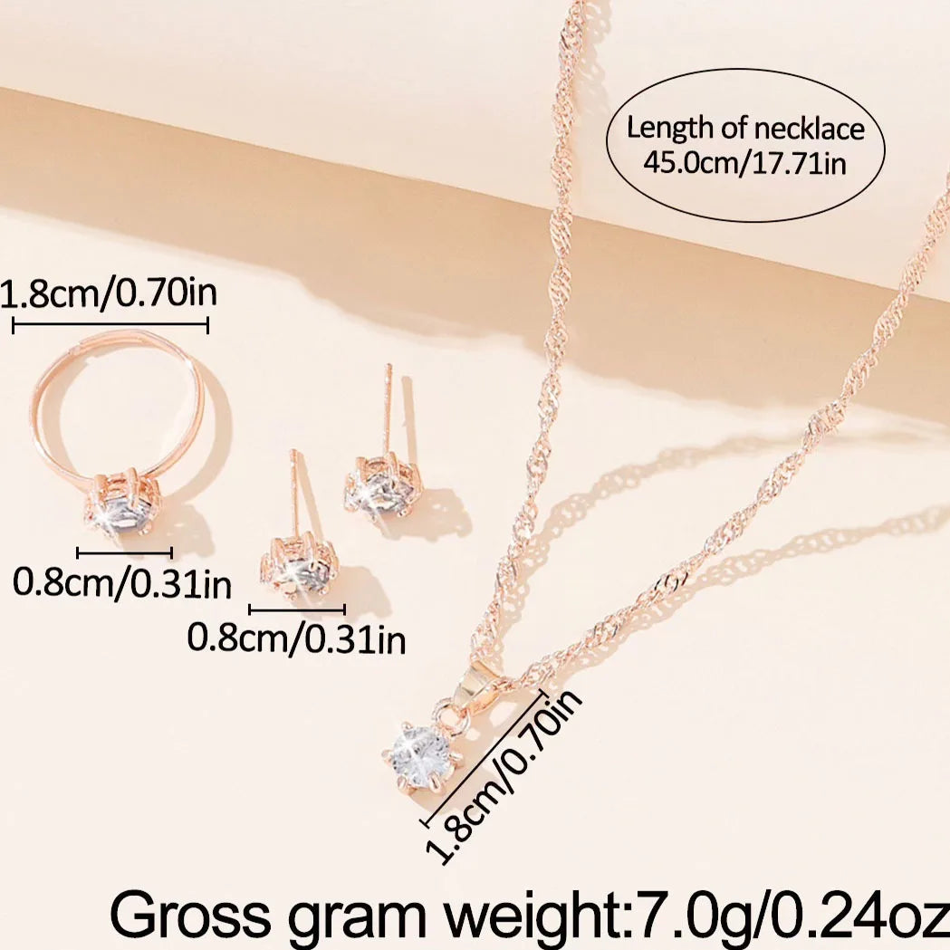 5Pcs Elegant Crystal Jewelry Set