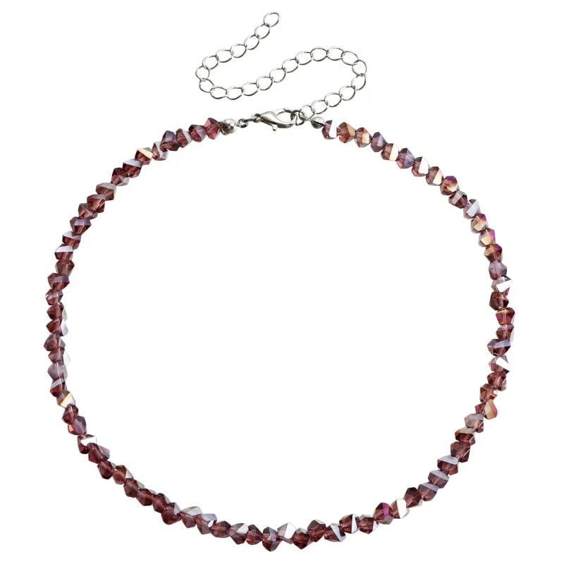 Transparent Crystal Irregular Beaded Choker Necklace for Women
