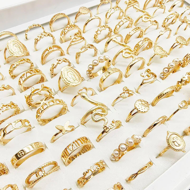 30pc/Lot Gold/Silver Color Finger Rings For Girls
