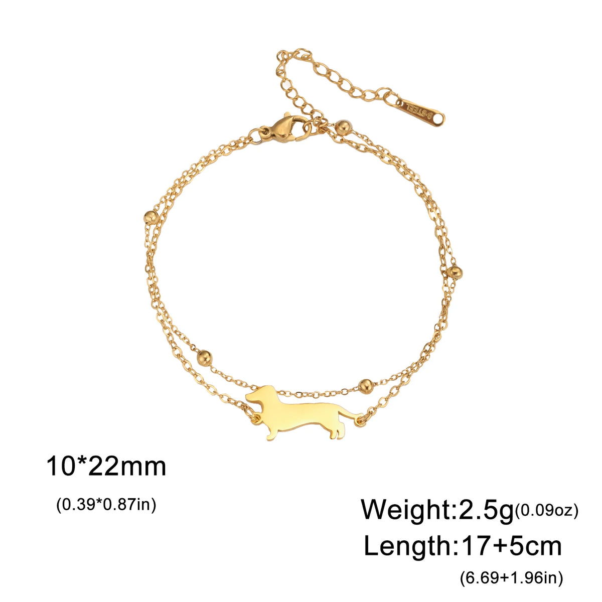 Cute Dachshund Dog Stainless Steel Bracelet for Women's Valentine's Day Commemorative Day Jewelry and Gift Wholesale