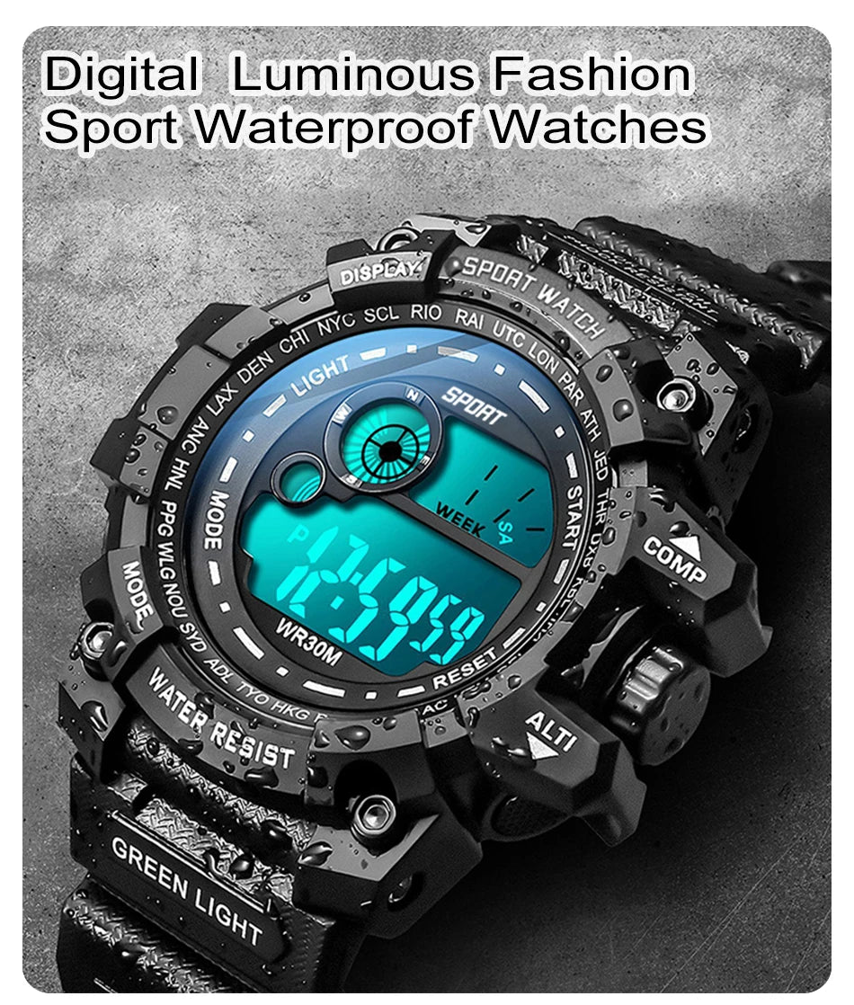 New Men LED Digital Watches Luminous Fashion Sport Waterproof Watches For Man Date Army Military Clock Relogio Masculino