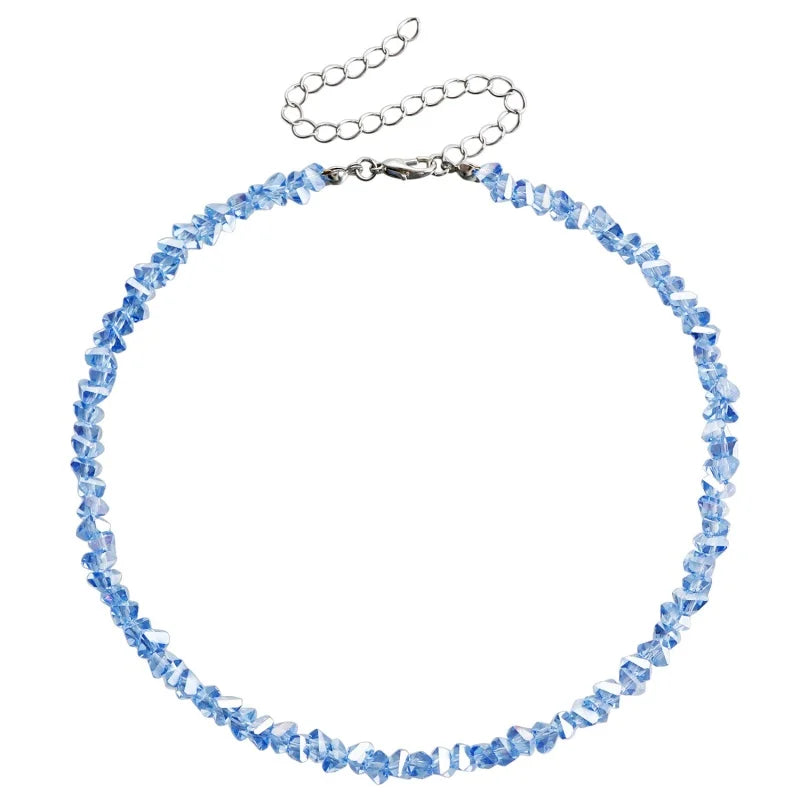 Transparent Crystal Irregular Beaded Choker Necklace for Women