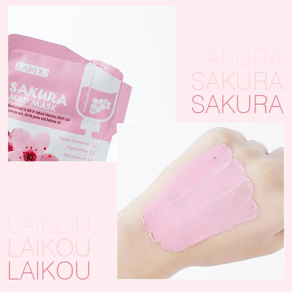 Japan Sakura Mud Face Mask Deep Cleansing Remove Blackheads Oil-Control Clay Mask
