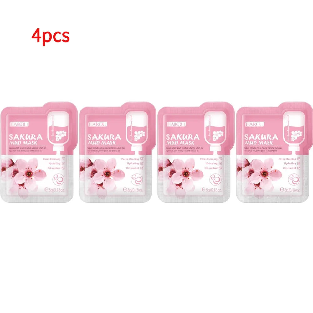 Japan Sakura Mud Face Mask Deep Cleansing Remove Blackheads Oil-Control Clay Mask