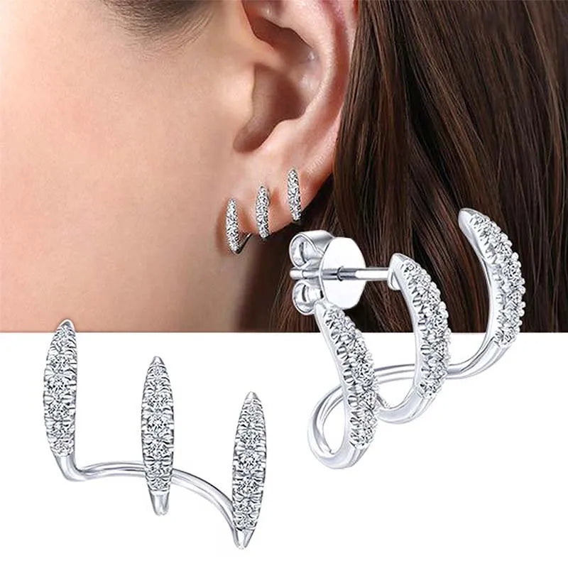 Fashion Silver Color Claws Stud Earrings For Women Exquisite Shiny CZ Zircon Temperament Earrings Wedding Jewelry 2026