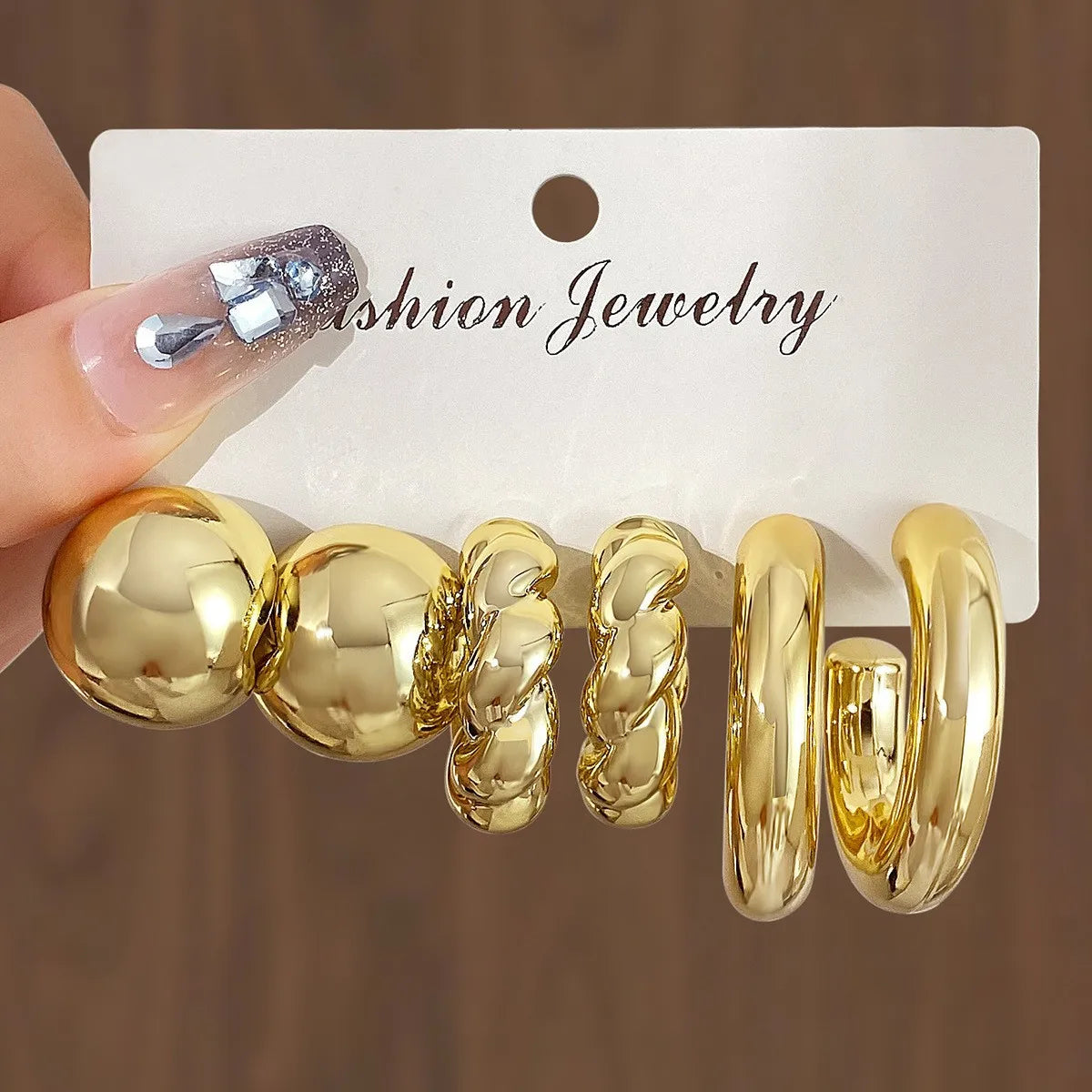 LATS 6pcs/set Chunky Gold/Silver  Plated Vintage Minimalist Smooth Circle Hoop Earring Set for Women Bohemia Fashion Jewelry Gifts