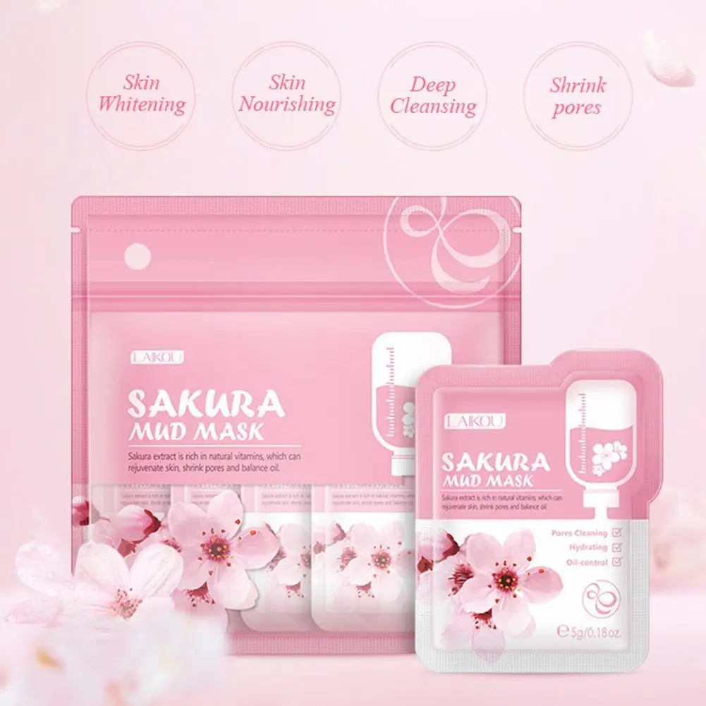 Japan Sakura Mud Face Mask Deep Cleansing Remove Blackheads Oil-Control Clay Mask