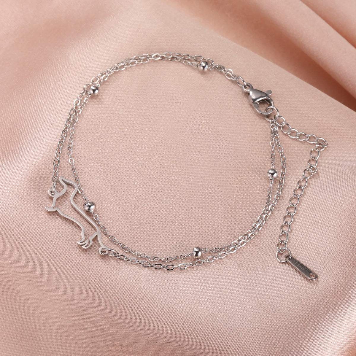 Cute Dachshund Dog Stainless Steel Bracelet for Women's Valentine's Day Commemorative Day Jewelry and Gift Wholesale