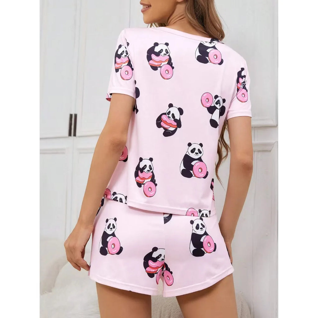 Women's New Summer American Short-Sleeved Pajamas Fashion Casual Home Wear Slim Temperament Home Shorts Two-Piece Set