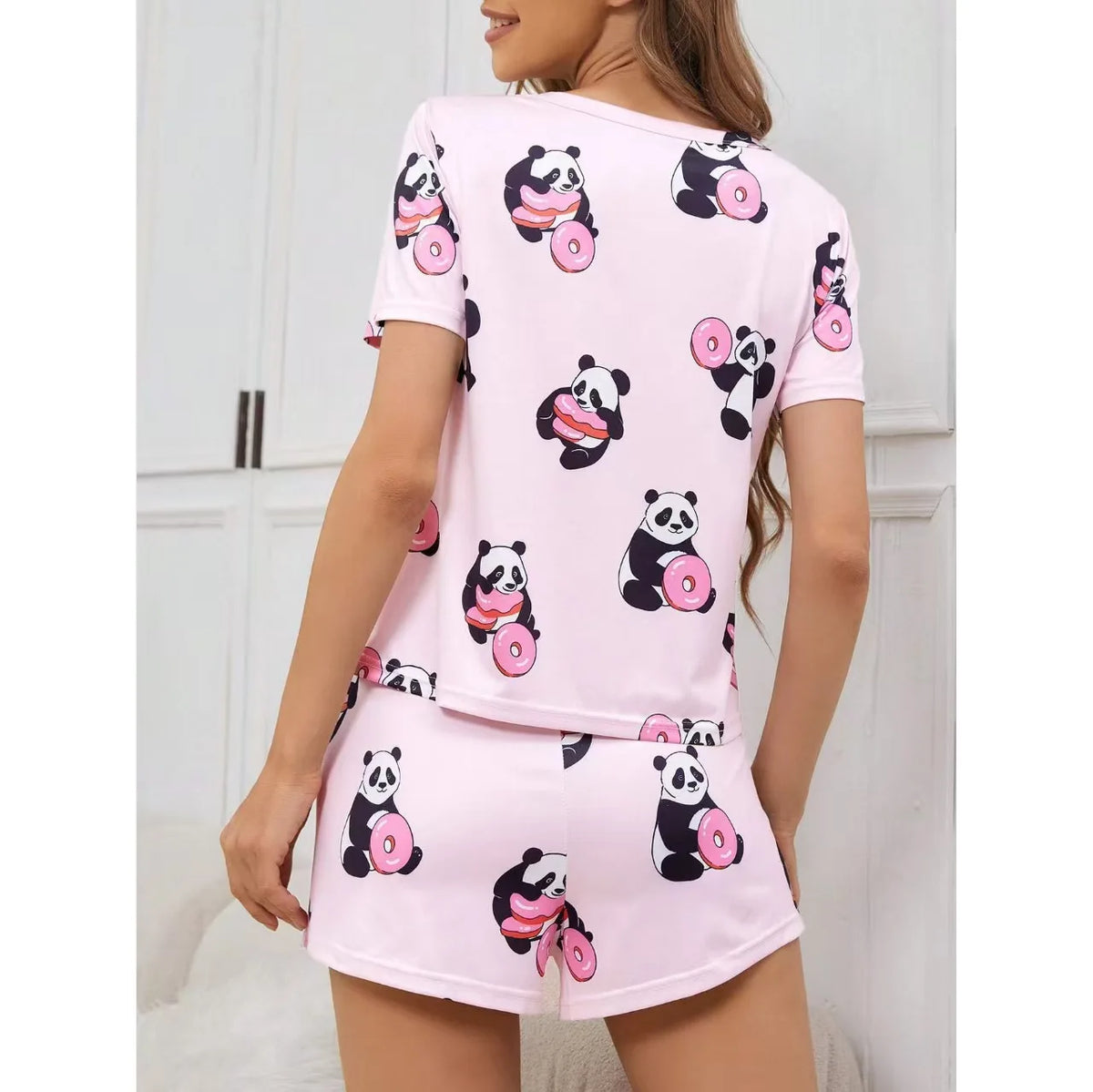 Women's New Summer American Short-Sleeved Pajamas Fashion Casual Home Wear Slim Temperament Home Shorts Two-Piece Set