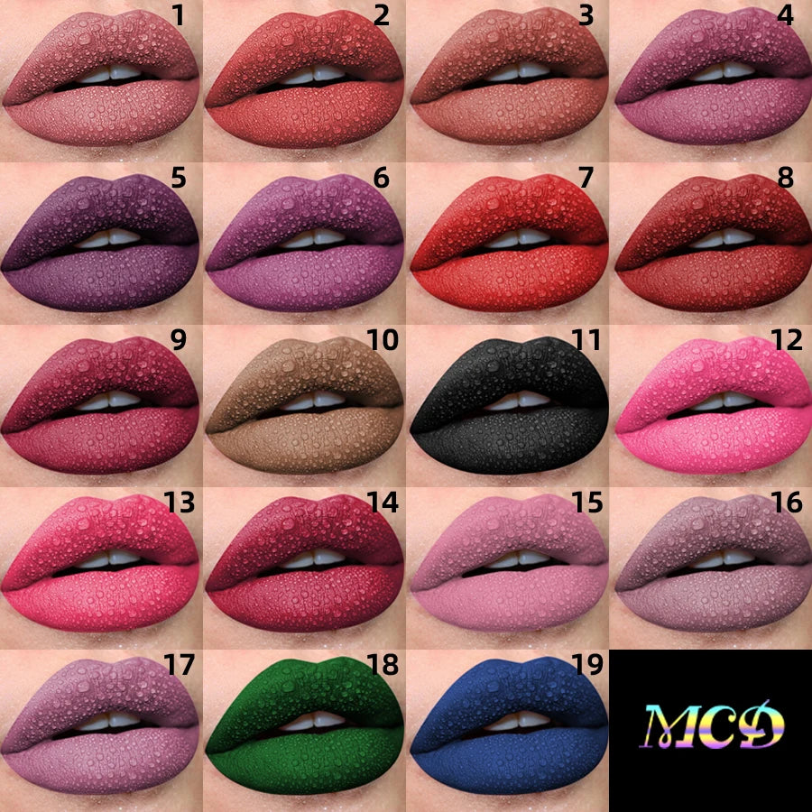 Matte Velvet Lip Gloss Waterproof Liquid Lipstick Nude Black Lips Tint Makeup Lip Glaze Cosmetics Red Lip Stain Beauty