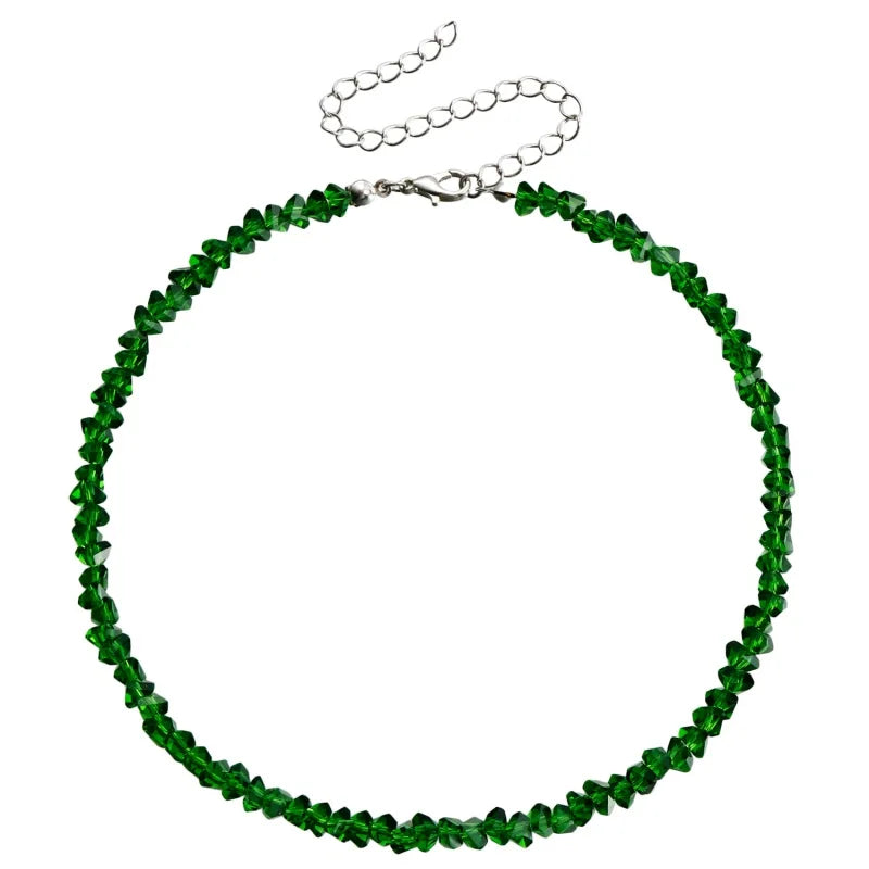 Transparent Crystal Irregular Beaded Choker Necklace for Women