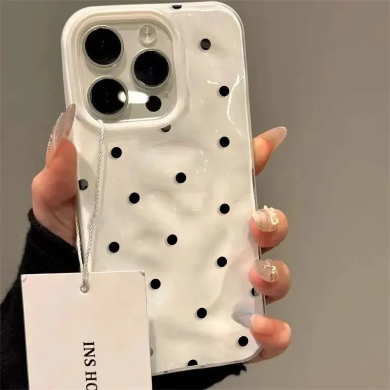Simple Solid Color Polka Dot Phone Case for iPhone 18 Pro Max 17 16 15 Plus 14 13 12 11Air Shockproof Anti-fall Protective Cover