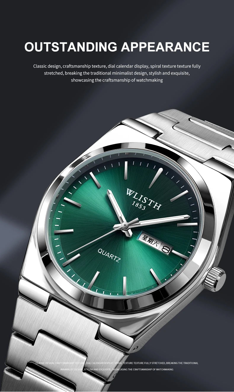 Man Watch Quartz Watch Luxury Waterproof Luminous Date Week Stainless Steel Men's Watch Male Relógios Masculino Reloj Hombre