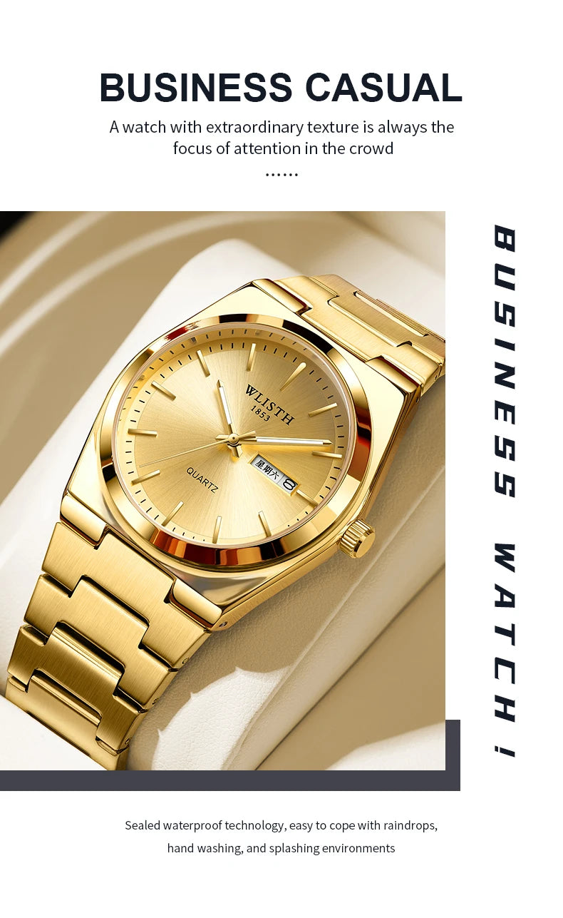 Man Watch Quartz Watch Luxury Waterproof Luminous Date Week Stainless Steel Men's Watch Male Relógios Masculino Reloj Hombre