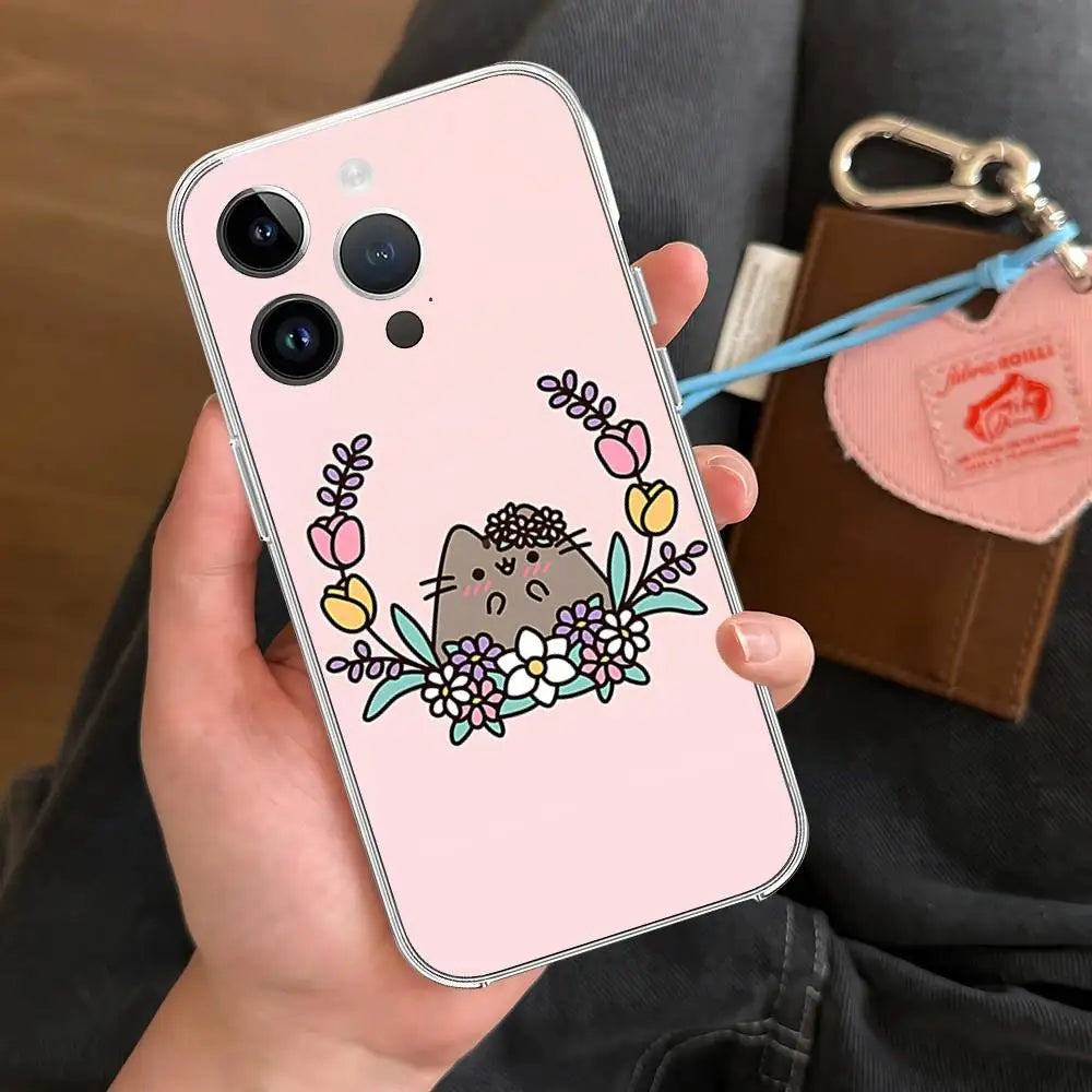 Kawaii P-Pusheens CUTE Phone Case Transparent Phone Case For IPhone 17 16 Pro Max 15 14 13 12 11 Shockproof Protective Cover