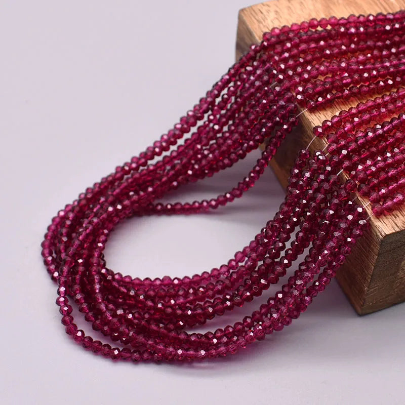 1 2 3 4mm Rose Red Dyeing Rondelle Crystal Glass Beads Flat Faceted Loose Spacer Glass Beads for Jewelry Making Jewelry DIY