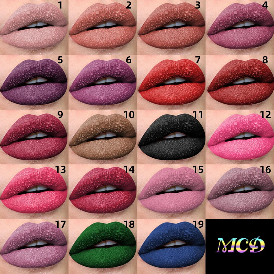Matte Velvet Lip Gloss Waterproof Liquid Lipstick Nude Black Lips Tint Makeup Lip Glaze Cosmetics Red Lip Stain Beauty