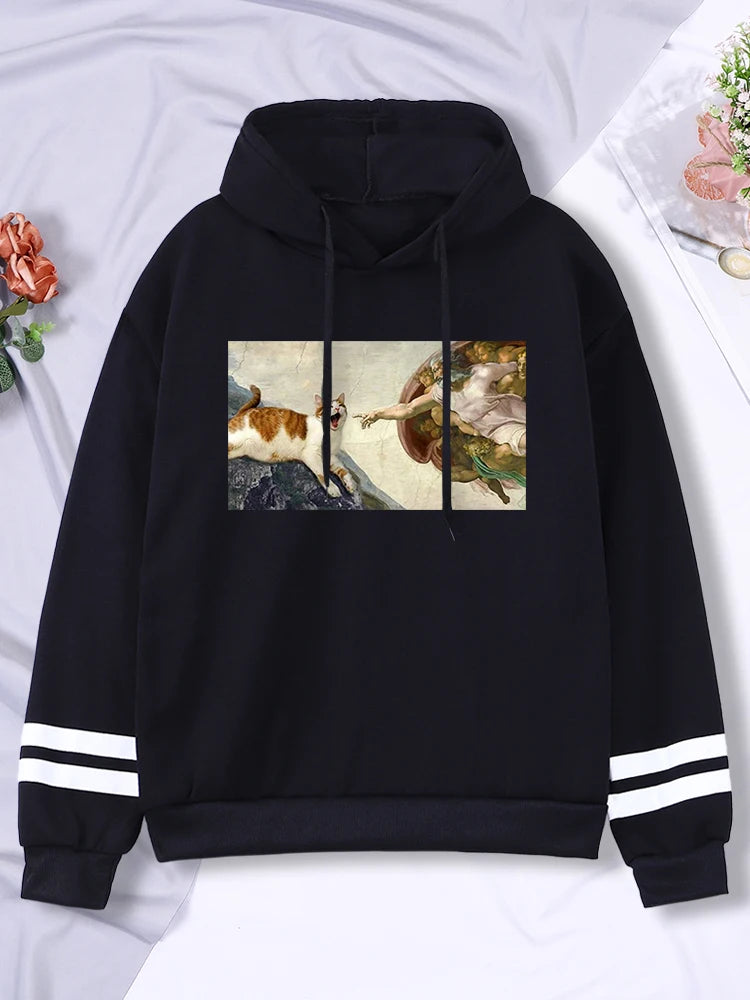Hoodies  Cat Printing 2024 New Autumn Women'S Hoodie Long Sleeve Warm Hoody For Women Punk Harajuku Female Sweatshirt
