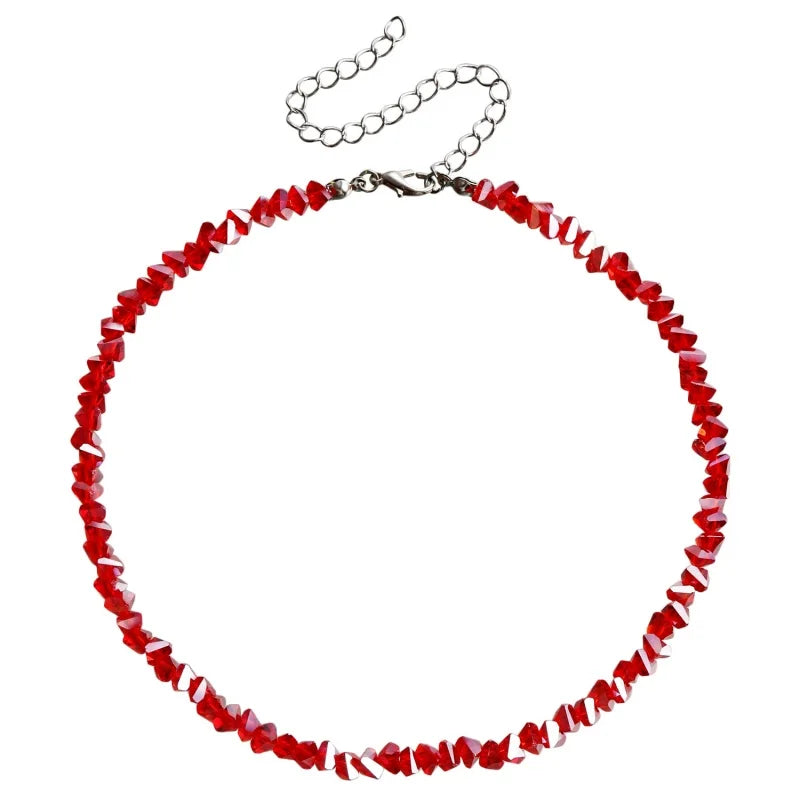 Transparent Crystal Irregular Beaded Choker Necklace for Women