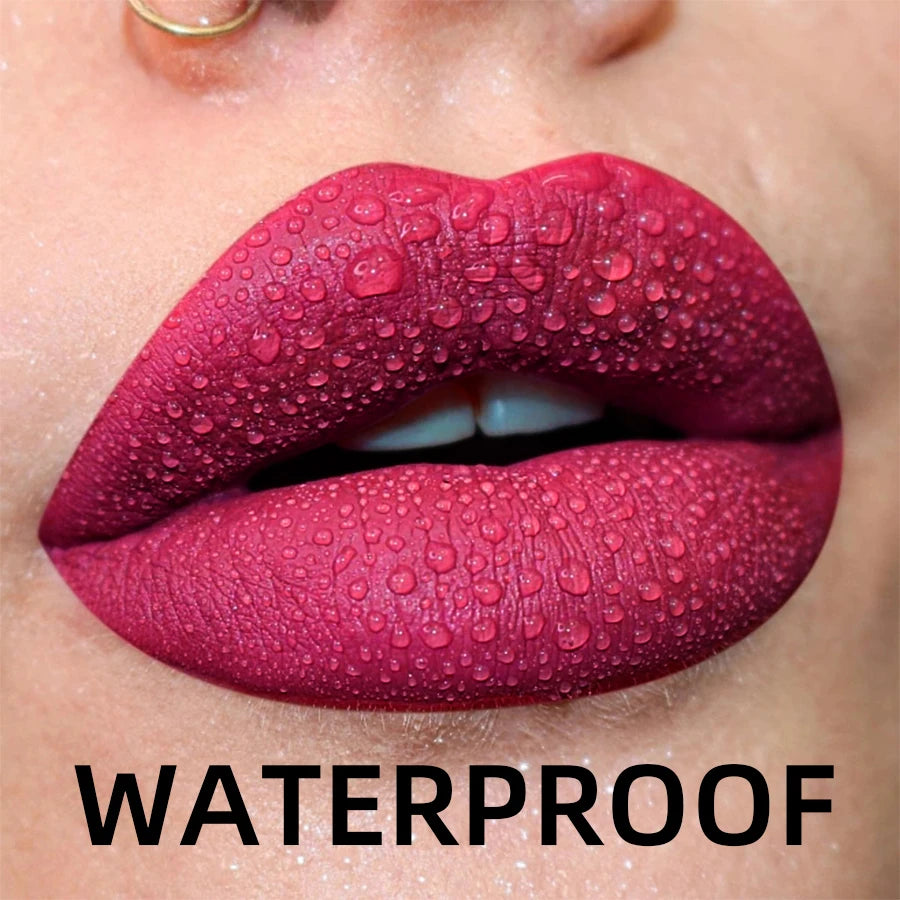 Matte Velvet Lip Gloss Waterproof Liquid Lipstick Nude Black Lips Tint Makeup Lip Glaze Cosmetics Red Lip Stain Beauty