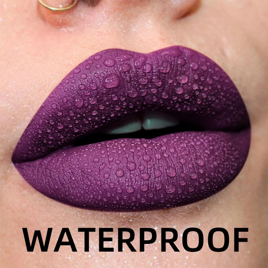 Matte Velvet Lip Gloss Waterproof Liquid Lipstick Nude Black Lips Tint Makeup Lip Glaze Cosmetics Red Lip Stain Beauty