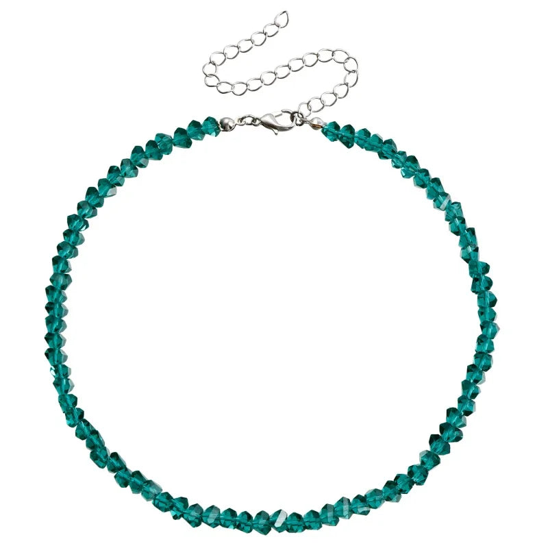 Transparent Crystal Irregular Beaded Choker Necklace for Women