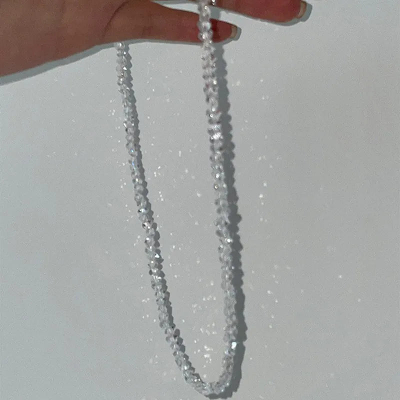 Transparent Crystal Irregular Beaded Choker Necklace for Women
