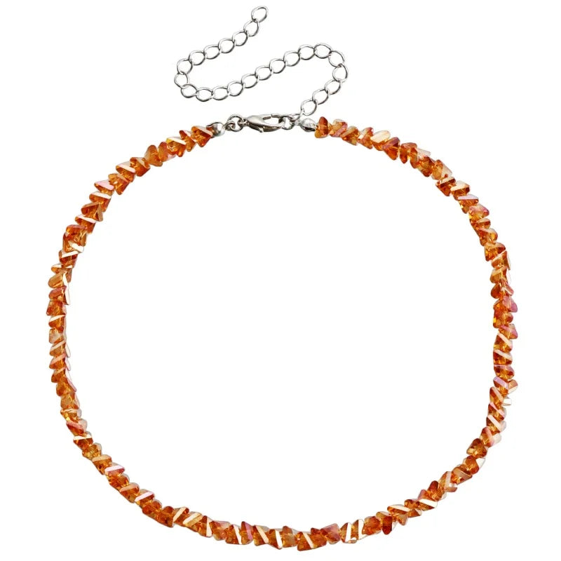 Transparent Crystal Irregular Beaded Choker Necklace for Women