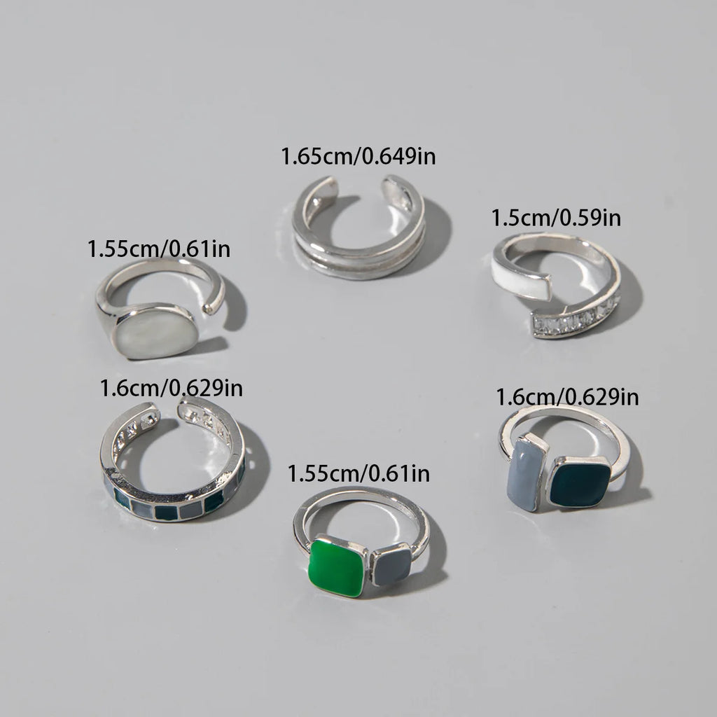 Tocona Fashion Elegant Circle Geometry Opening Joint Rings Set for Women Men Trendy Alloy Heavy Metal Party Wedding Jewelry