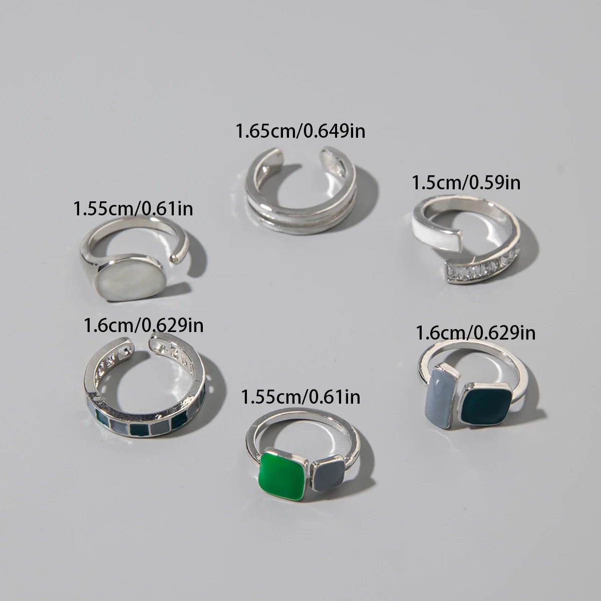 Tocona Fashion Elegant Circle Geometry Opening Joint Rings Set for Women Men Trendy Alloy Heavy Metal Party Wedding Jewelry