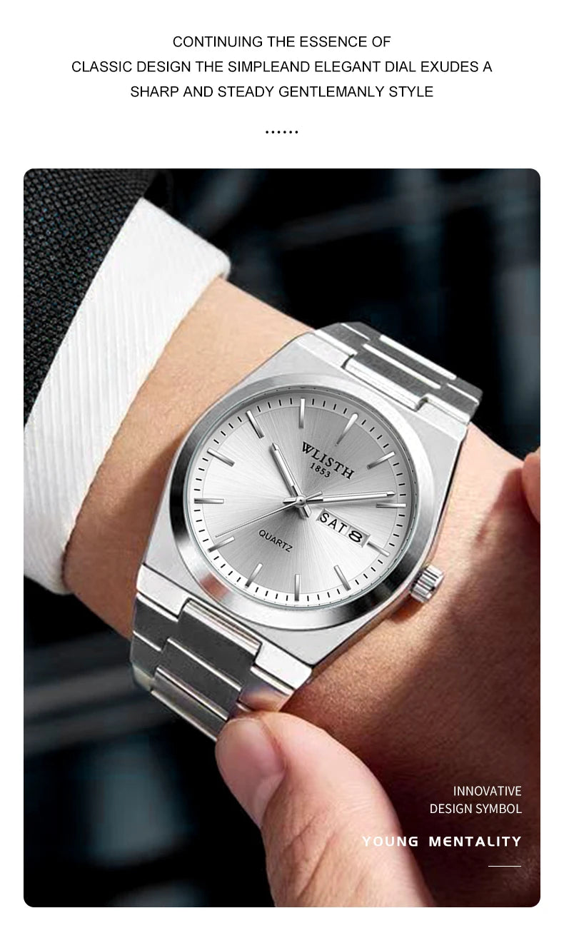 Man Watch Quartz Watch Luxury Waterproof Luminous Date Week Stainless Steel Men's Watch Male Relógios Masculino Reloj Hombre