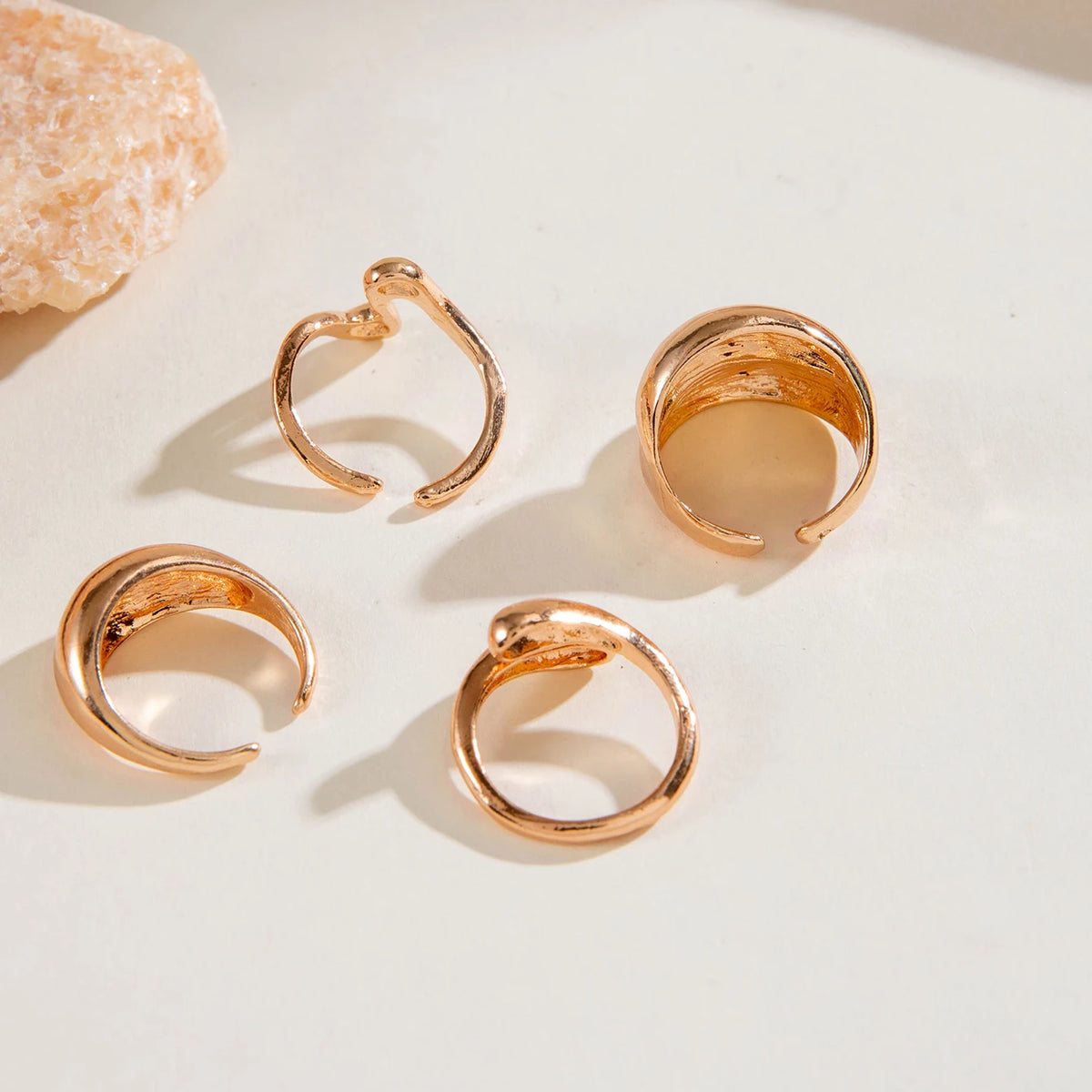 Tocona Fashion Elegant Circle Geometry Opening Joint Rings Set for Women Men Trendy Alloy Heavy Metal Party Wedding Jewelry