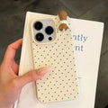 Korea Lovely Polka Dot Pattern Phone Case For iPhone 18 17 16 15 14 13 12 11 Pro Max Plus X Cute 3D Cartoon Cat Shockproof Cover