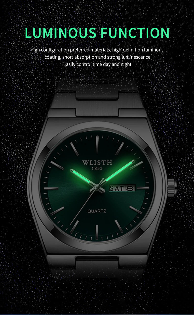 Man Watch Quartz Watch Luxury Waterproof Luminous Date Week Stainless Steel Men's Watch Male Relógios Masculino Reloj Hombre